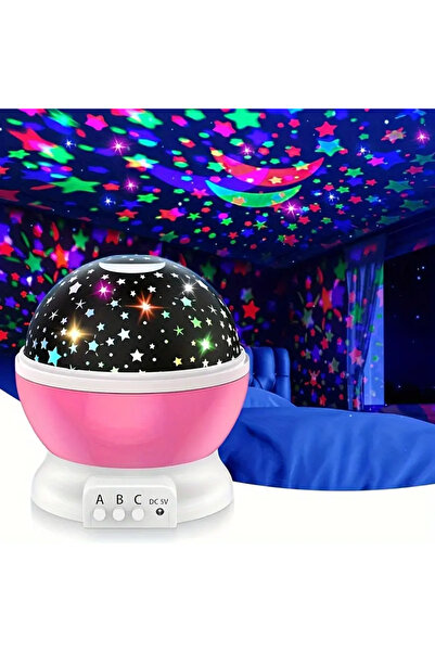 hediyeofisi Mor Renkli Ve Dönen Star Master Projeksiyon Gece Lambası