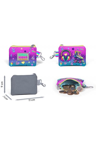 Coral High Pink Turquoise Coin Bag for Girl - Headphone Skate