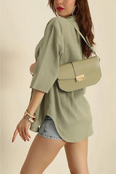citycenterfashion Geantă de mână și de umăr pentru femei cu închidere cu cataramă aurie cty-lbn-0956