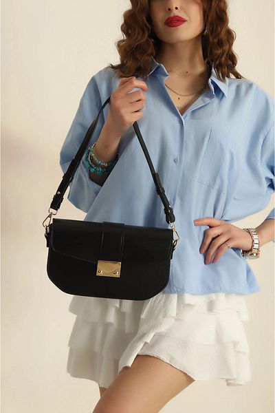 citycenterfashion Geantă de mână și de umăr pentru femei cu închidere cu cataramă aurie cty-lbn-0956