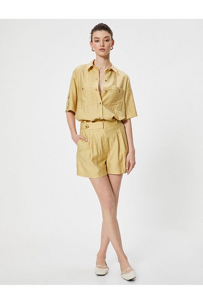 Koton Mini-Satin-Damenshorts mit hoher Taille – 4SAK40265UW