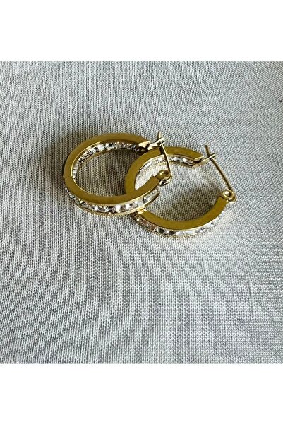 SEZİNİN TAKI DÜKKANI Çelik içi dışı zirkon taşlı küpe