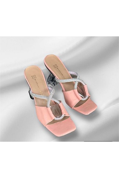 Serra Γυναικείες παντόφλες με τακούνι Lilac and Powder Transparent - Trend