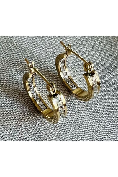 SEZİNİN TAKI DÜKKANI Çelik içi dışı zirkon taşlı küpe