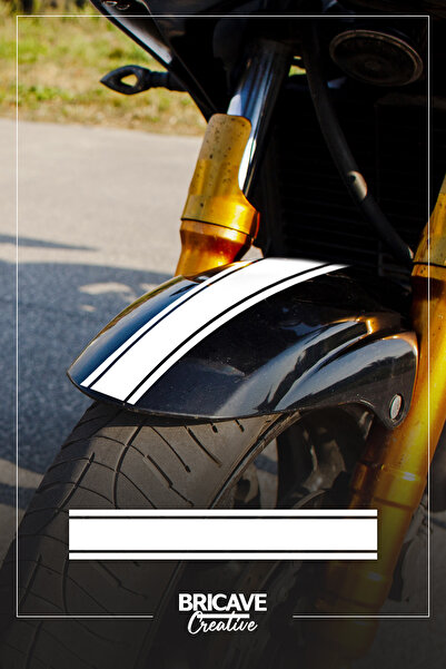 Bricave Düz Şerit Motosiklet Çamurluk Etiket Sticker 5,5x34cm