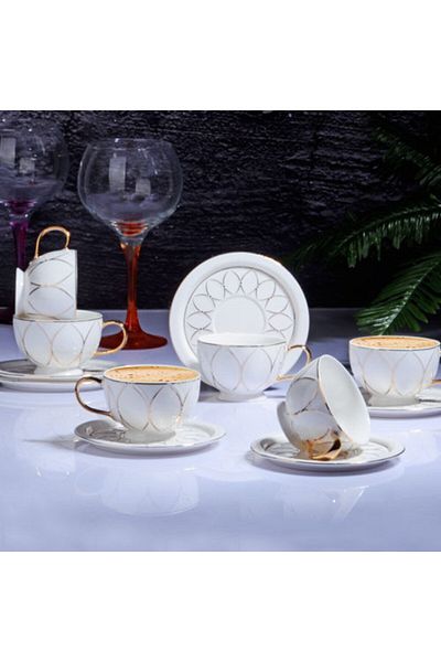 Kosova Porcelain 6-Piece Nescafe Set Chubby Drop 04206-ZJN06