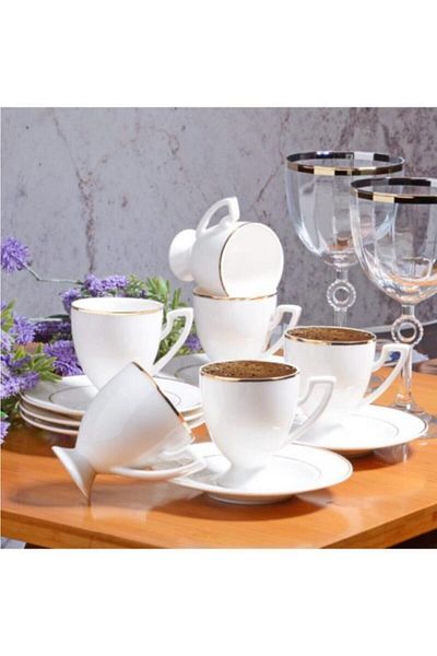 Kosova Set of 6 White Coffee Cups