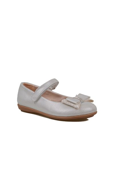 Trend Adımlar Shiny Gray Bow Girls' Ballerinas