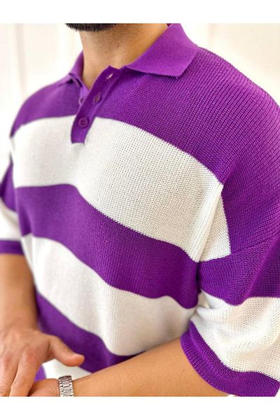 elkumoda Πλεκτό Τζέρσεϊ Oversize T-Shirt - Αναπνεύσιμο, δεν ιδρώνει, Polo Γιακάς Χαλαρό T-Shirt