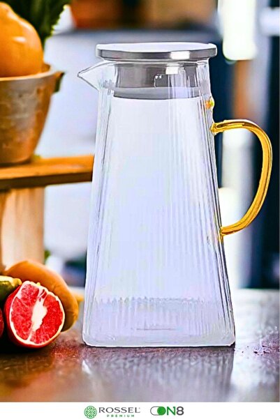 Rossel Premium Cam Sürahi Köşeli Çizgili SA6857