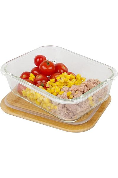 Rossel Premium Double Glass Storage Container with Bamboo Lid XL 1500ml-1000ml