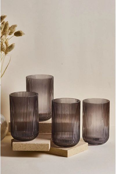 Rossel Premium Imola Smoked 4-Piece Glass Cup 440 ml-14912