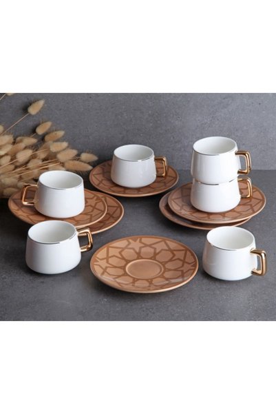 GÖNÜL Collection Selçuklu Desenli Porselen 6lı Kahve Takımı