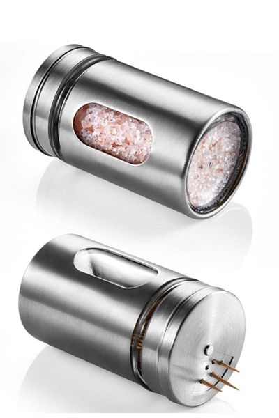 Rossel Premium 2-Piece Metal Coated Glass Salt-Pepper-Spice Container Bh-1333