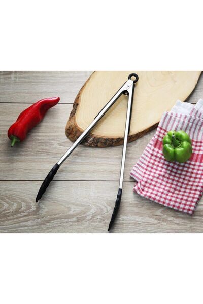 Genel Markalar Metal-Uç Kısmı Silikon Servis ve Mangal Maşası 39 Cm