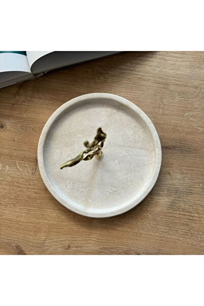 LİSPERA Marble Colored Leaf Apparatus Presentation and Snack Bowl Set - Jewelry Stand