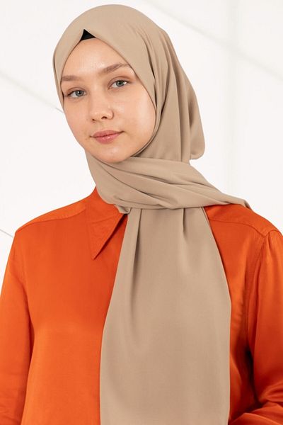 hijabchi Εισαγόμενο μετάξι Medina - Σκούρο Μπεζ