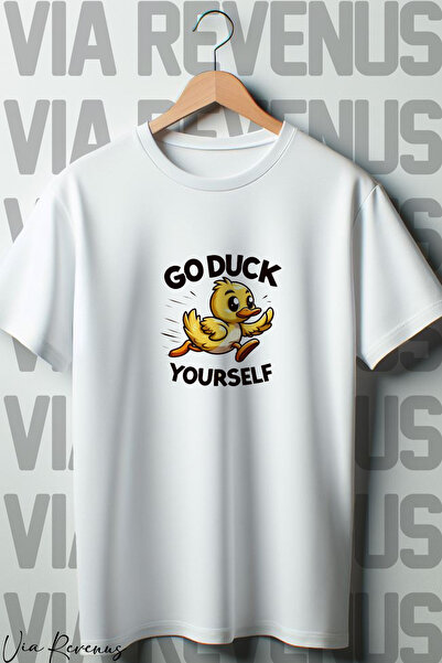 Vordevia Бела мајица са округлим изрезом и Štampano „Go Duck Yourself“ Oversi...