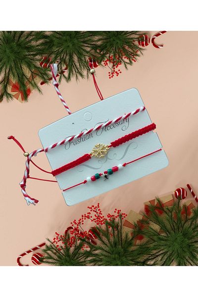 Nino Store New Year's Themed 3-Piece Gift Macrame Braided Bracelet