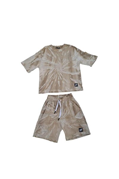 Zekids Boy's Cotton Oversize Comfortable Fit Tie-Dye Patterned Shorts Set