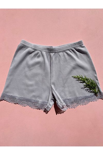 LEYNA BUTİK Pantaloni scurți din dantelă pentru femei, din bumbac cu snur, 6 piese, violet, nud, gri – Chiloți