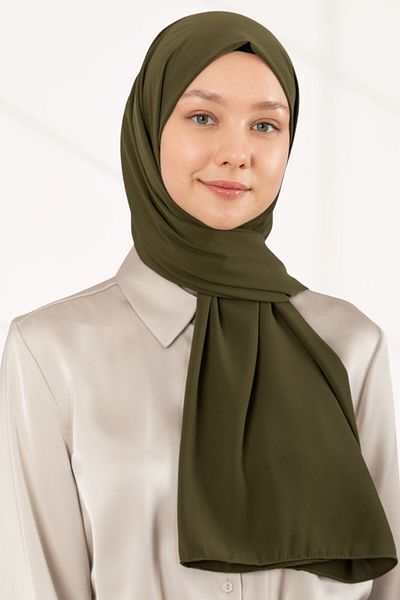 hijabchi Εισαγόμενο Μεταξωτό Σάλι Medine Soie De Medine Medinasilk Σάλι βραδινό φόρεμα - Πράσινο Χακί