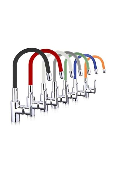 GMS Zirve Elektromarket Esnek Kıvrılabilir Renkli Silikon Musluk Bataryası Başlığı Kubar Renkli