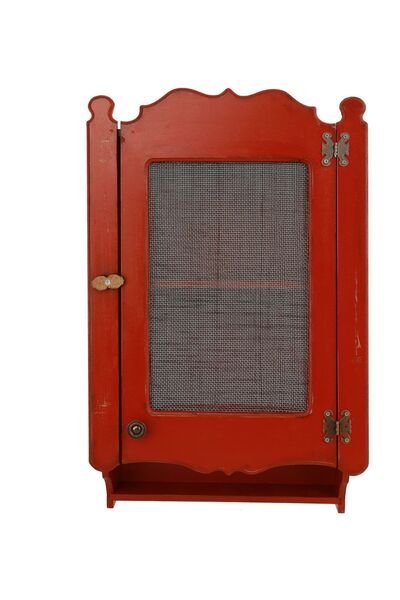 Orta Sofa Country Eskitme Kırmızı Tel Dolap