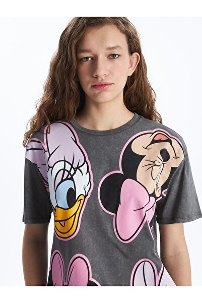 LC Waikiki Dámské tričko s krátkým rukávem s potiskem Mickey and Friends Crew Neck