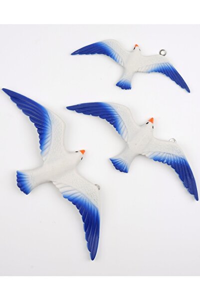 Blue Seagull Wall Ornament Set of 3