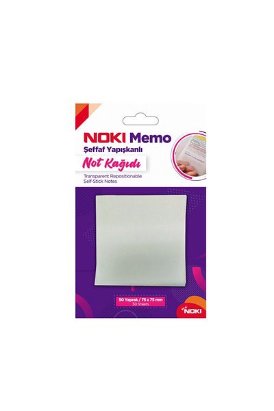 Noki NOKI MEMO 75x75 TRANSPARENT 50 YP ADHESIVE NOTE PAPER POSTIT 12300