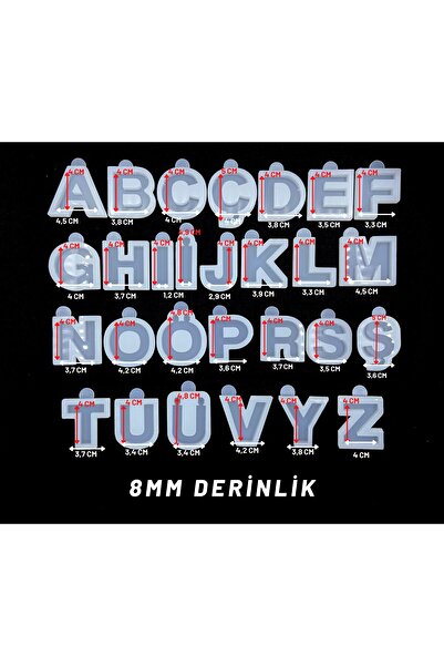 Aj Resincraft Epoksi Silikon Kalıp / Teker Adet 28 Harf Standart Boy Alfabe K...