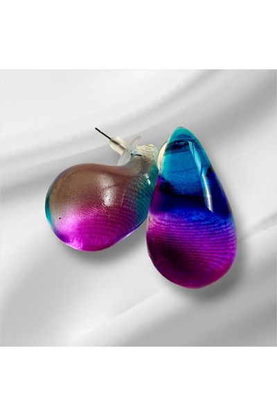 alsaccessories Women's Purple and Blue Pearlescent Eye Age Drop Color Earrings