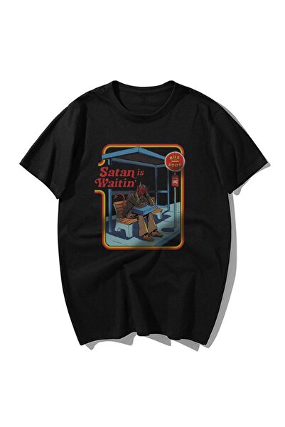 MAYDAY CULTURE Унисекс винтидж овърсайз DTF печат - Сатаната чака