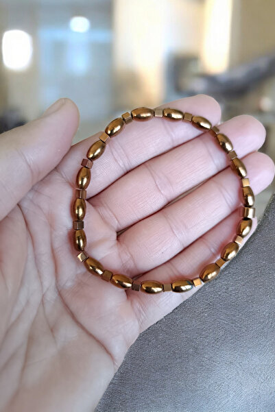 MGA DOĞAL TAŞ سوار الهيماتيت من الحجر الطبيعي النحاسي الملون - سوار قطع الشعي...