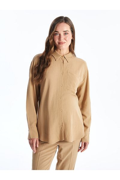 LC Waikiki Umstandsshirt aus Leinenmischung - einfarbig, lange Ärmel, LCW
