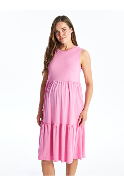 LC Waikiki LCW рокля за бременни с кръгло деколте - права кройка