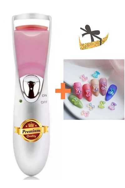 Beauty Box Premium Series - Double Heated Eyelash and Curler Cute Teddy Bear Nail Ornament