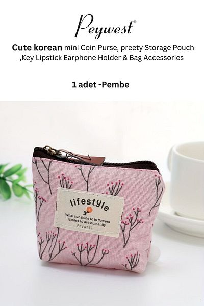 PEYWEST Women's Mini Coin Purse - Multi-Purpose, Korean Canvas, 11x8 cm