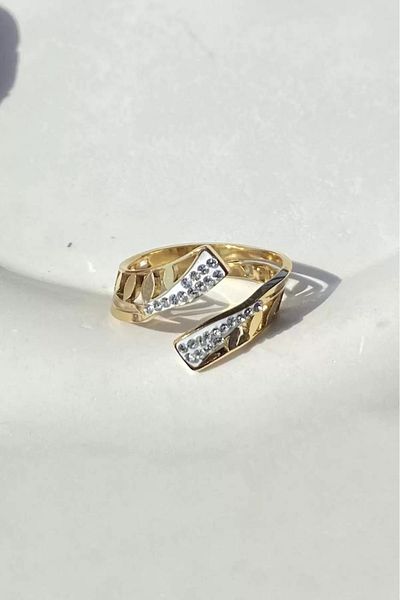 Only Vogue 2 Years Warranty and Adjustable Steel Ring with Stone Detail