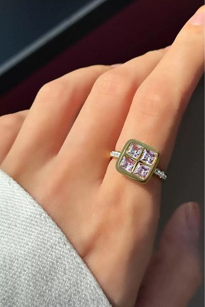 Only Vogue 2 Years Warranty - Adjustable Steel Ring with Stone Detail