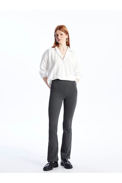 LC Waikiki LCW Women's Spanish Leg Striped Leggings Trousers - Elastic Waist