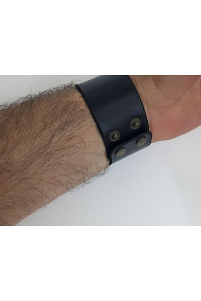 aysefe Real Leather Bracelet - Three Crescent Engraving
