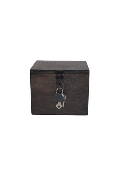 t tun's woods Black Wooden Cube - 10cm Converged Locked Measure Welded