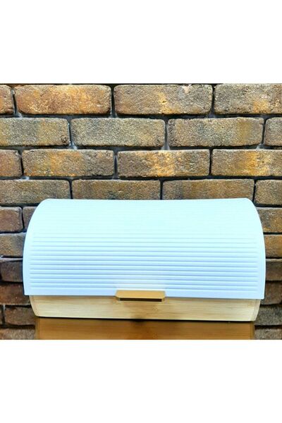 AROW Avangard Ahşap Beyaz Lüks Metal Raylı Sistem Kapaklı Ekmek Kutusu