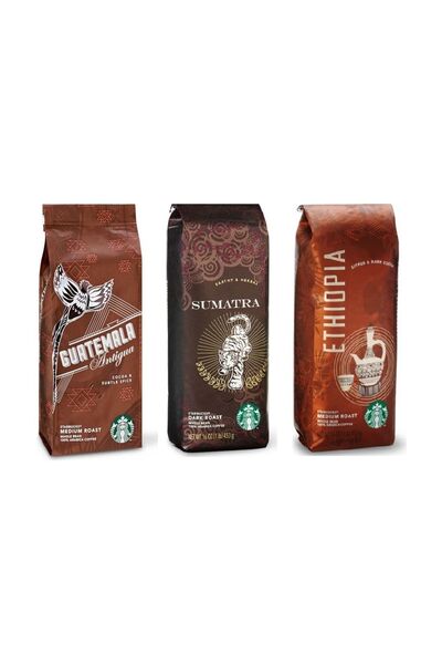 Starbucks قهوة مفلترة غواتيمالا إيتيوبيا سومطرة 3x250 جرام 3 عبوات حبوب