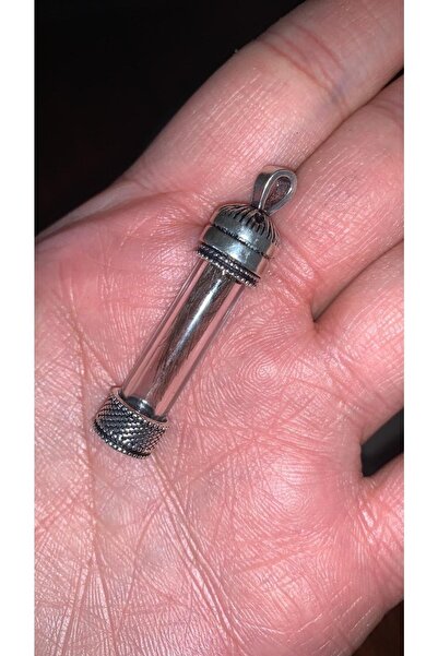 Mardin Gümüş Saç Kılı Koyulabilen Cam Gümüş Tüp Kolye