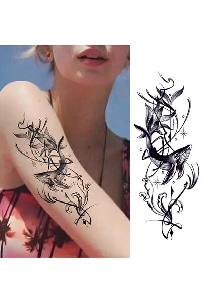 Mecit Tuhafiye BALİNA ŞEKİLLER ÇİZGİLER KOL BİLEK VUCUT İÇİN GEÇİCİ DÖVME