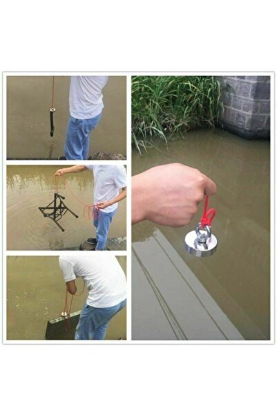 AYMAGNET Magnet Fishing Halatlı Neodyum Pot Mıknatıs Seti, 48mm Çapında Kancalı Mıknatıs Balıkçılığı