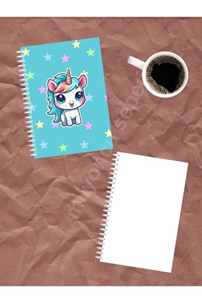 Spiralli Çizgisiz Defter - Unicorn Tasarımlı - A5 Boy  100 Sayfa